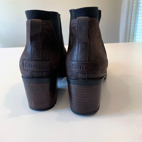 Sorel‎ Women's Braun Leather Cate Block Heel Ankle Casual Chelsea Booties Size 9 - Picture 6 of 10